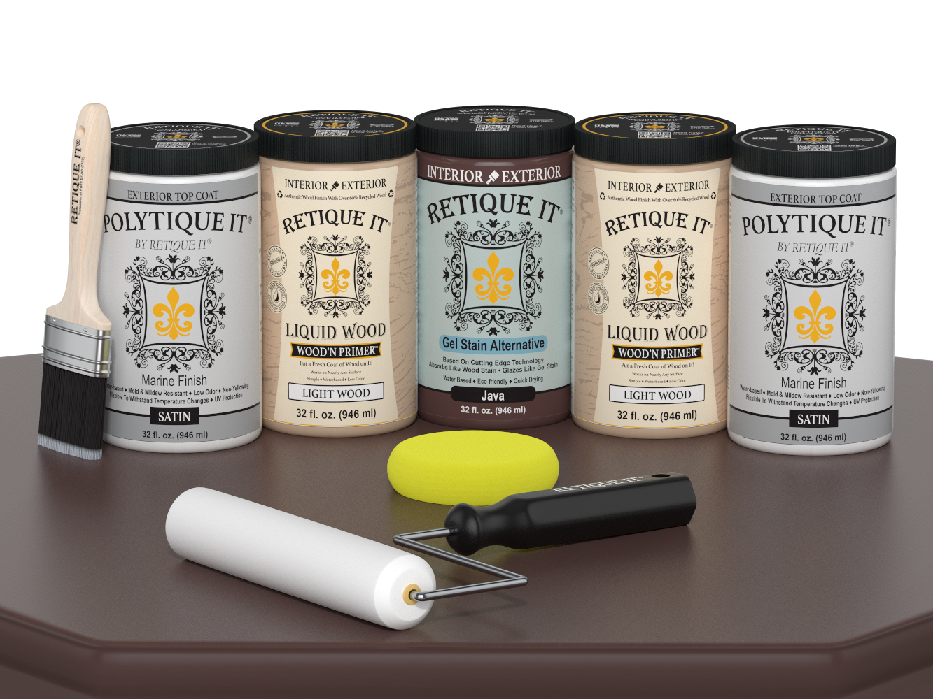 Wood'n Door Smooth Finish Kit (Front & Garage Door) - Java — Satin kit contents