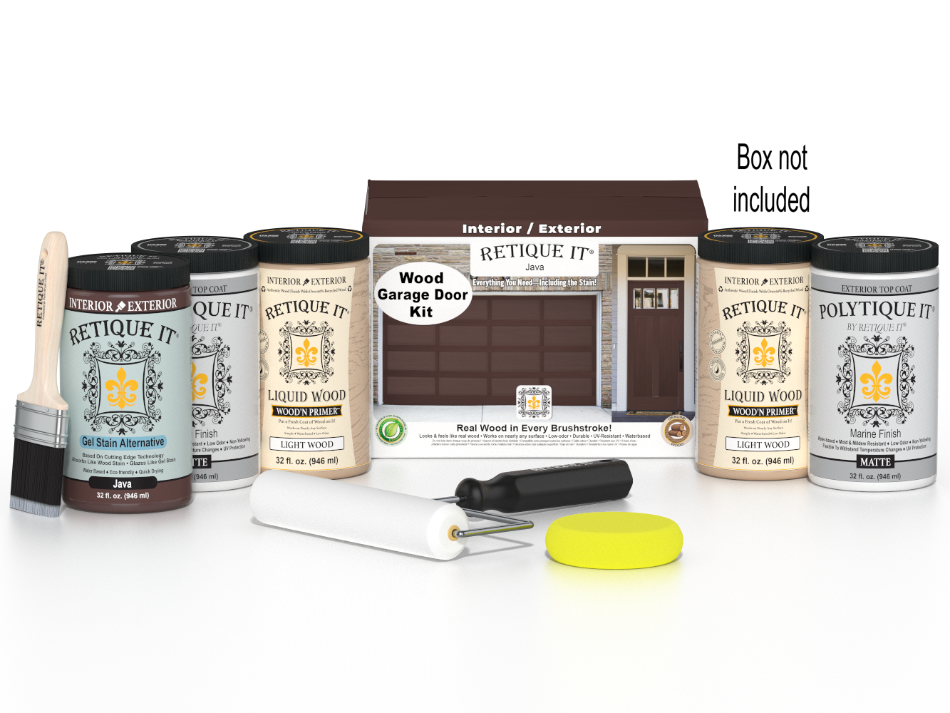 Wood'n Door Smooth Finish Kit (Front & Garage Door) - Java — Matte kit contents with door box