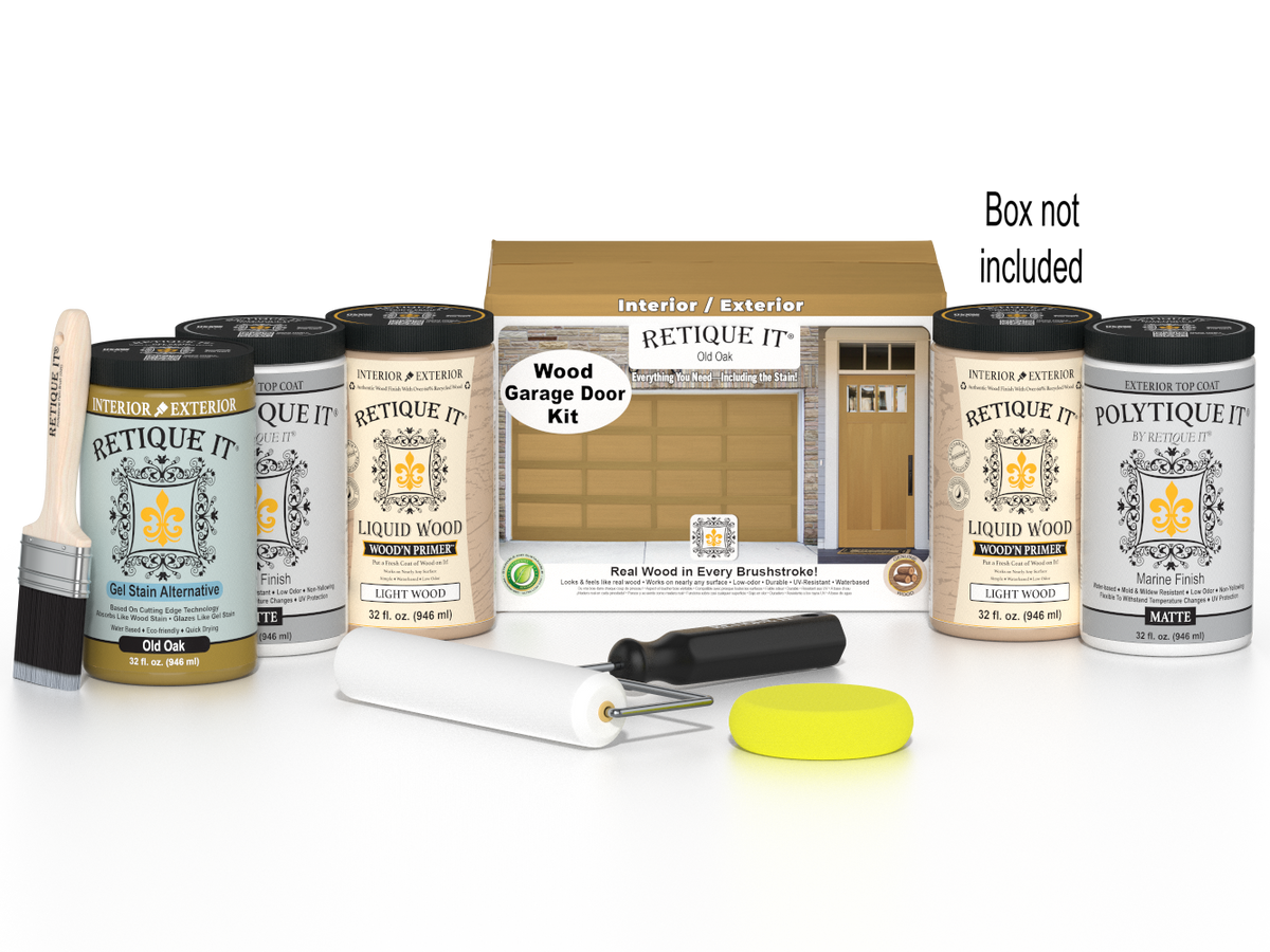 Wood'n Door Smooth Finish Kit (Front & Garage Door) - Old Oak — Matte kit contents with door box