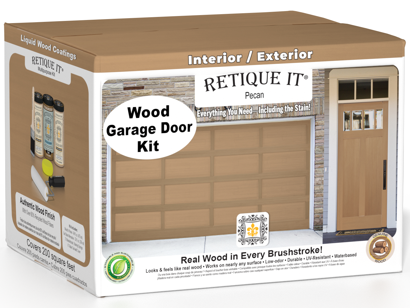 Wood'n Door Smooth Finish Kit (Front & Garage Door) - Pecan — box hero