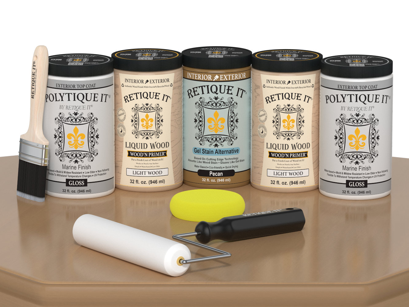 Wood'n Door Smooth Finish Kit (Front & Garage Door) - Pecan — Gloss kit contents