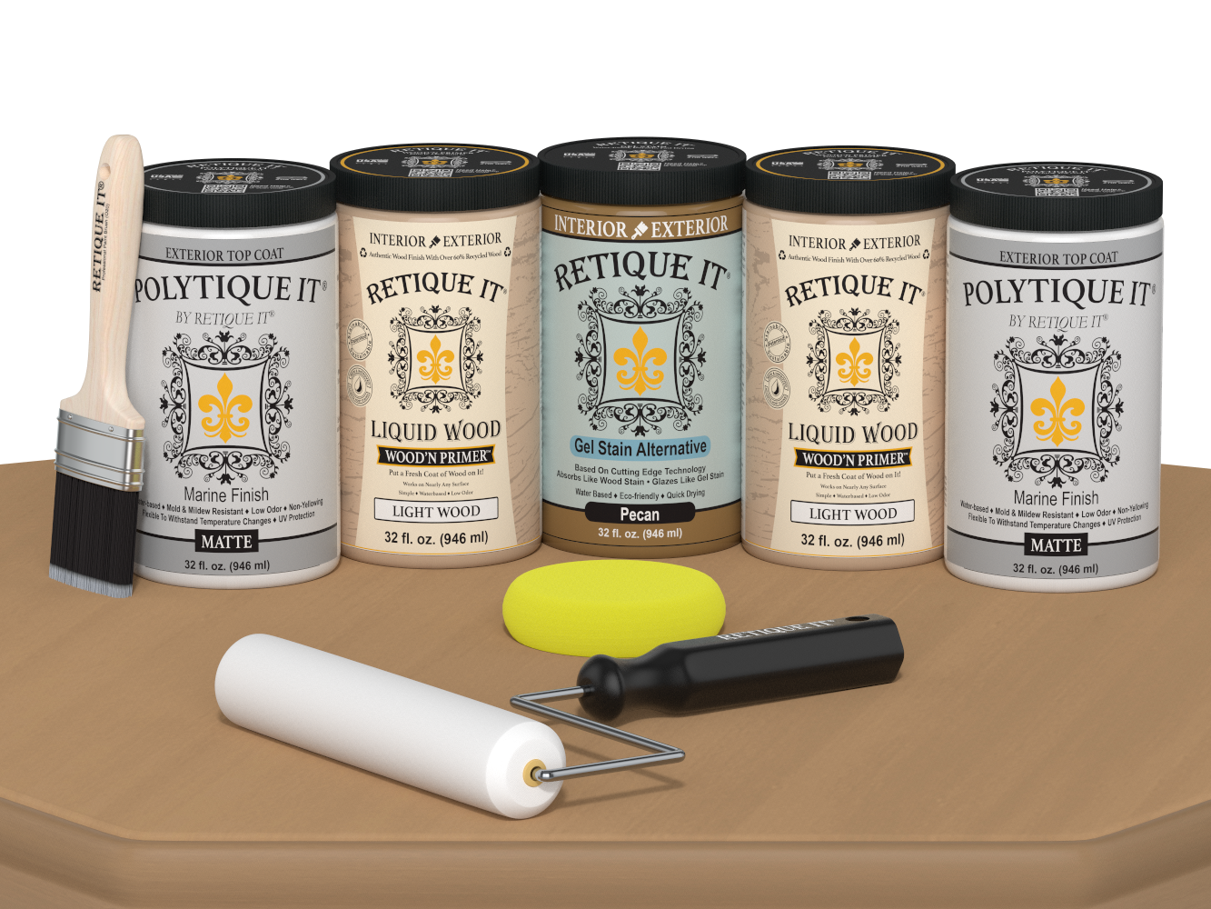 Wood'n Door Smooth Finish Kit (Front & Garage Door) - Pecan — Matte kit contents