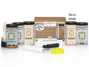 Wood'n Door Smooth Finish Kit (Front & Garage Door) - Pecan — Matte kit contents with door box