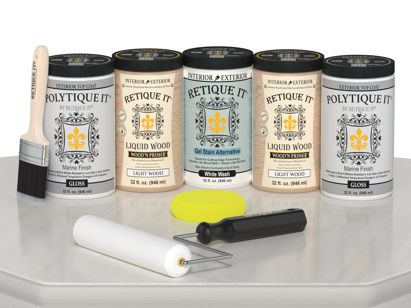 Wood'n Door Smooth Finish Kit (Front & Garage Door) - White Wash — Gloss kit contents