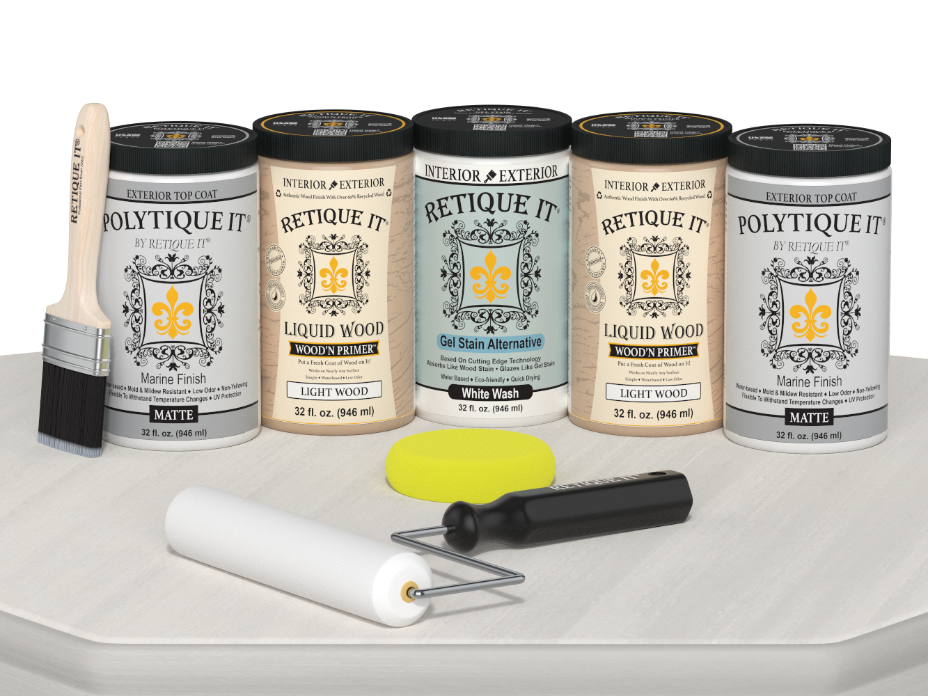 Wood'n Door Smooth Finish Kit (Front & Garage Door) - White Wash — Matte kit contents
