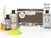 Retique It® black walnut multi-purpose wood finish kit with exterior top coat and applicator brushes, designed for wood finishing.