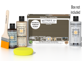 Black Walnut wood finish kit by Retique It®, featuring smooth exterior top coat for multi-purpose wood projects.