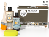 Retique It® Black Walnut Multi-purpose Smooth Finish Kit with wood finishing tools and supplies in a box.