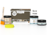 Retique It Multi-purpose Smooth Finish Kit in Black Walnut for interior top coat with gloss, featuring wood finish and application tools.