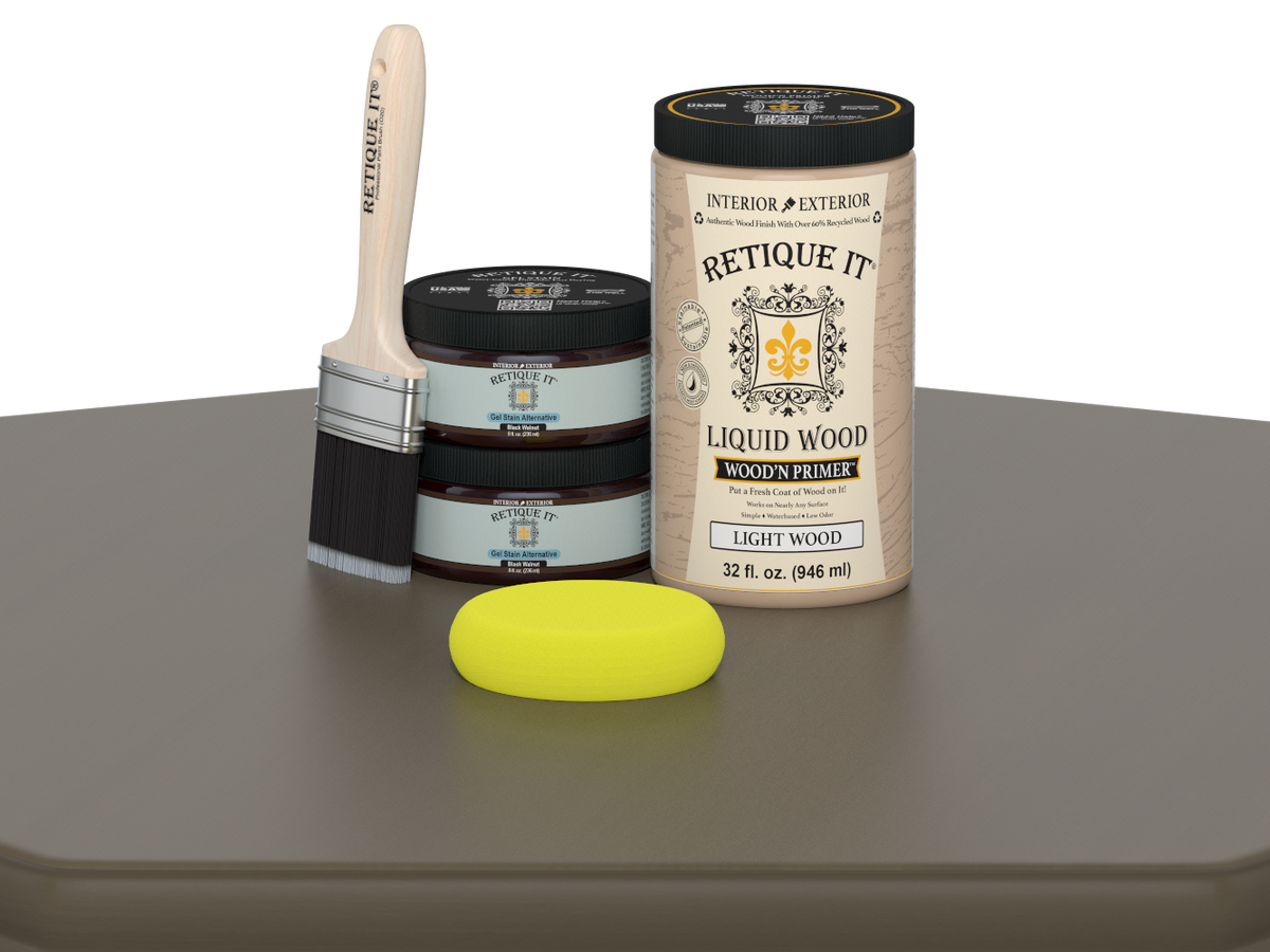 Large black walnut wood finish kit from Retique It® with smooth finish, designed for multi-purpose woodworking projects.
