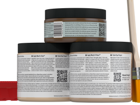 Retique It® Wood'n Kit in Pickled Oak for multi-purpose wood finishing, shown in the image with application tools and wood sample.