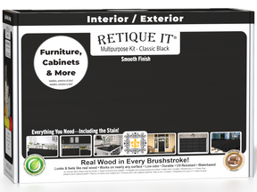 Retique It® Multi-purpose Smooth Finish Kit in classic black, exterior top coat with matte finish for wood surfaces.