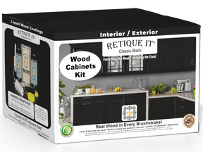 Retique It® Wood'n Cabinet Kit with 48 smooth black stained cabinet doors, ideal for classic kitchen or bathroom cabinetry.