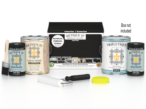 Retique It® wood finish kit with four large black interior top coats, featuring smooth finish for wood surfaces.