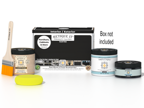 Retique It® Multi-purpose Smooth Finish Kit in classic black for interior wood top coat with gloss finish, includes application tools and box.
