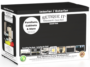 Retique It® Multi-purpose Smooth Finish Kit Large in classic black for wood exterior top coat with matte finish, includes application tools.