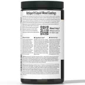 Retique It Liquid Wood Wood'n Stain in 32 oz Classic Black, showing the dark stain in a container with a brush applicator.