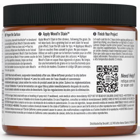 Liquid Wood Wood'n Stain in Cedar color by Retique It; 16 oz bottle showing stain application on wood surface.