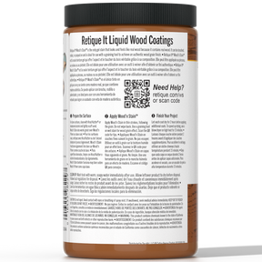 Liquid Wood Wood'n Stain by Retique It in Cedar color, 32 oz bottle, showing the stain's smooth application and rich cedar tone.
