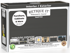 Retique It® wood finish kit in charcoal for smooth, multi-purpose wood finishing projects, featuring a sleek, versatile design.