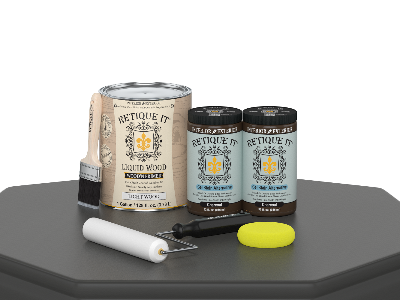 Retique It® Multi-purpose Wood'n Finish Kit in charcoal, large size, featuring smooth wood finish for furniture and crafts.