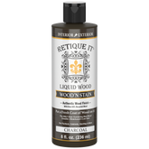 Retique It Liquid Wood Wood'n Stain in 8 oz Charcoal color, showing the stain's dark charcoal finish on wood surface.