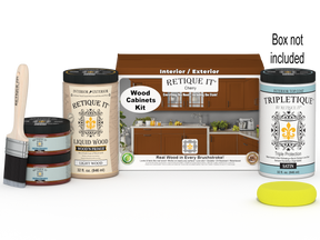 Retique It® Wood'n Cabinet Kit with 12 cherry-stained smooth cabinet doors, suitable for kitchen or bathroom cabinetry.