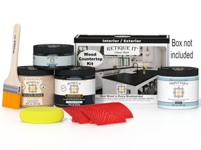 Retique It® black countertop kit for kitchen island, includes stains and tools for classic black kitchen island surface.