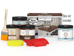 Retique It® Java countertop kit for kitchen islands with stain bottles and application tools, designed for custom kitchen renovation.