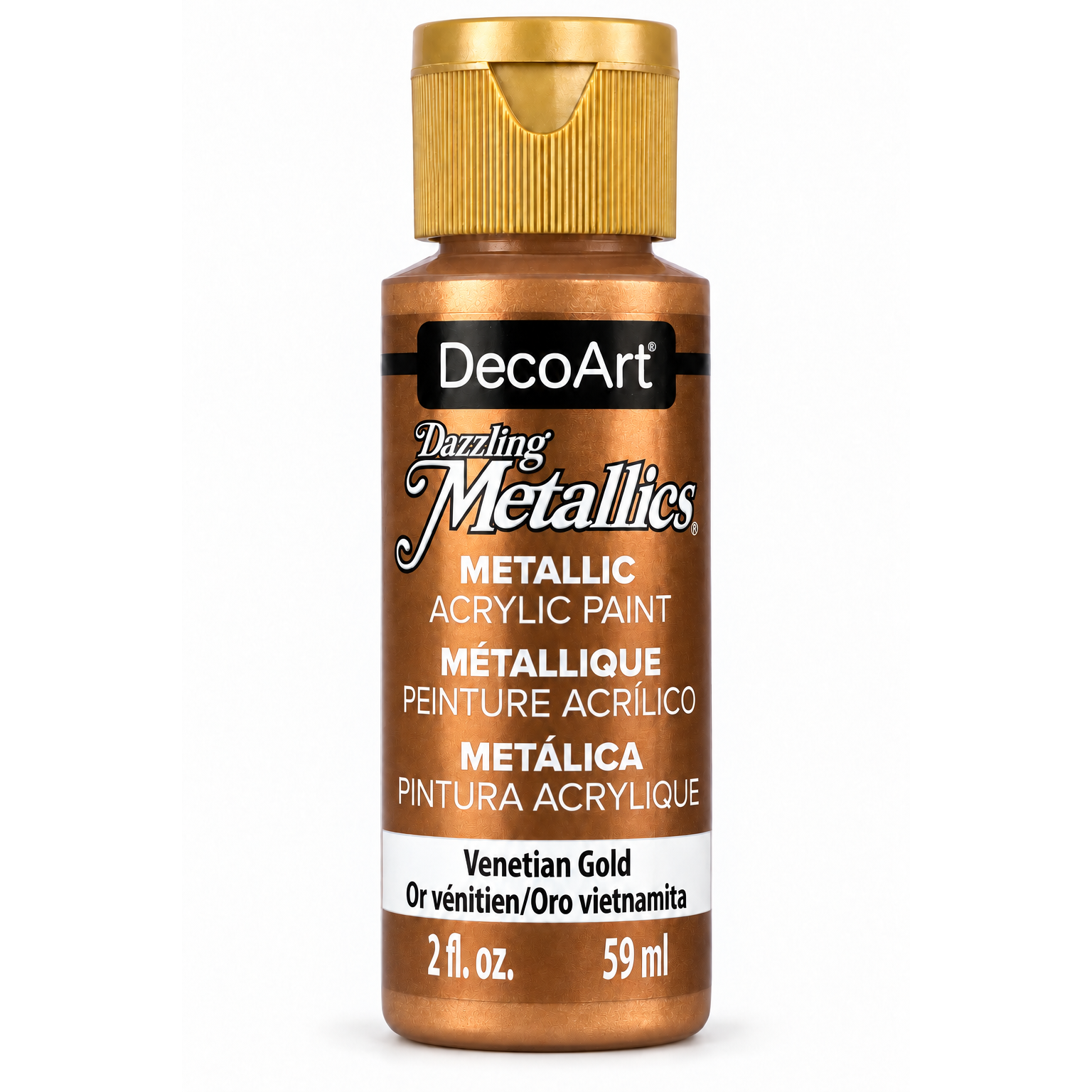 DecoArt Dazzling Metallics Venetian Gold acrylic paint, 2 oz bottle