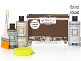 Retique It® Multi-purpose Smooth Finish Kit in Dark Oak for exterior top coat, featuring wood finish components and applicator tools.