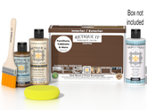 Retique It Multi-purpose Smooth Finish Kit in Dark Oak for interior wood projects, with top coat and applicator tools in the box.