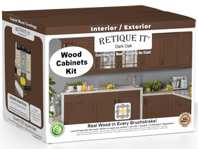 Dark oak Wood'n Cabinet Kit with 24 smooth doors by Retique It®, featuring stain finish for a sleek, modern look.