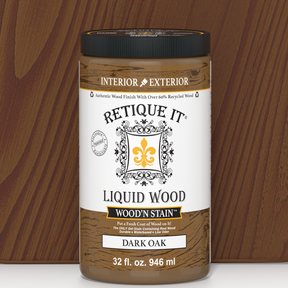 Dark oak liquid wood stain by Retique It, 32 oz bottle of wood stain for furniture and projects.