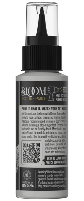 Retique It® Bloom Texture Paint 4-pack in Gesso Cloud White, showing textured paint cans with white finish and brand label.