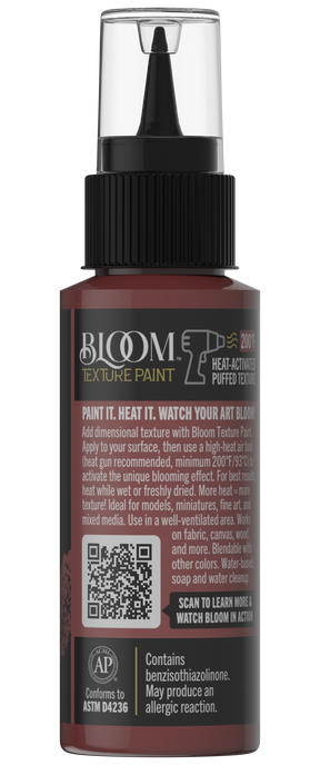 Retique It® Bloom Texture Paint 4-pack in Bloodstone Clay with textured finish, showing paint cans and sample application.