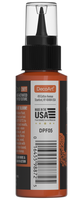 Retique It® Bloom Texture Paint 4-pack in Molten Ochre, showing textured paint cans with vibrant ochre color and finished surface.