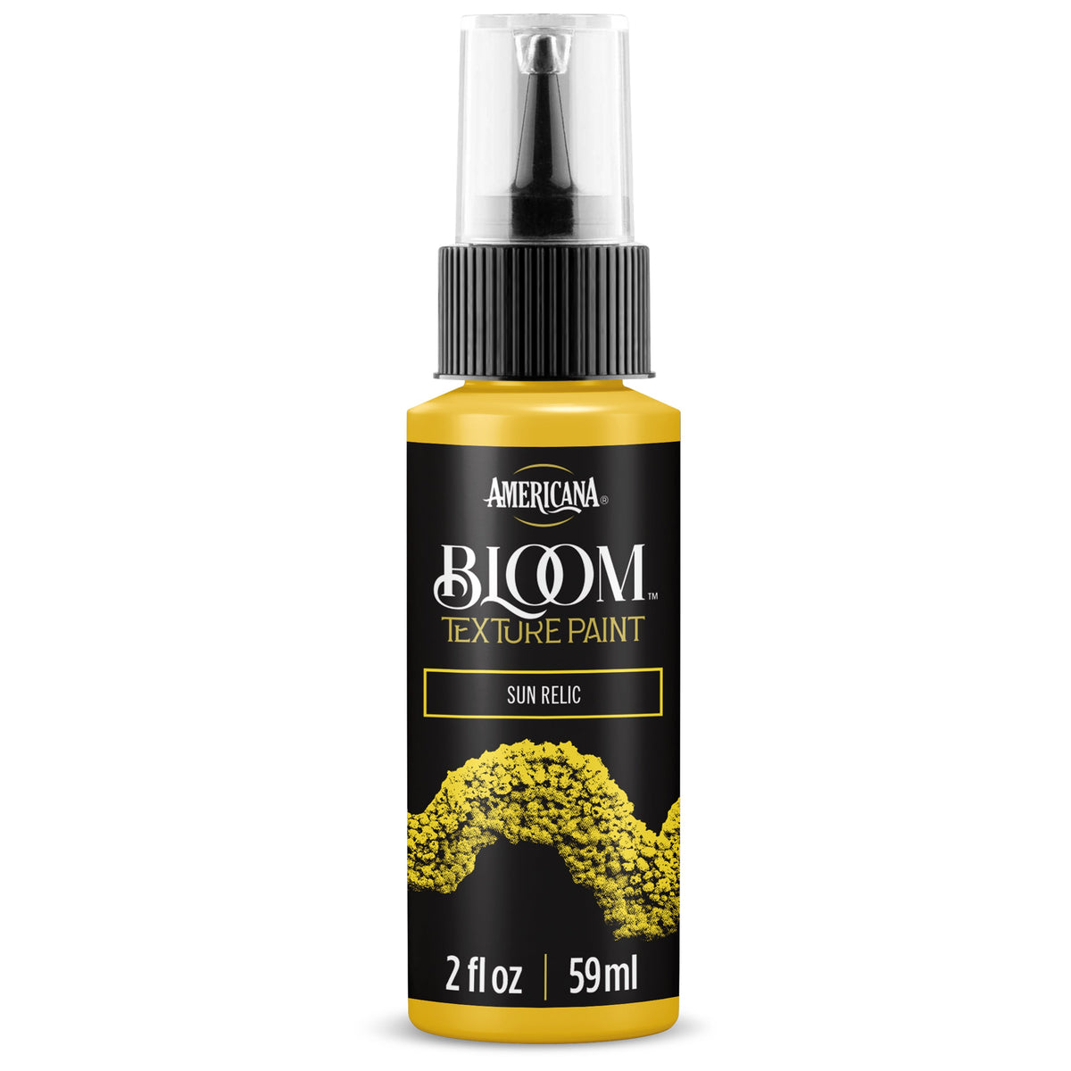 DecoArt Bloom Texture Paint in Sun Relic, vibrant orange and gold textured acrylic paint for artistic projects.