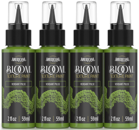 Retique It® Bloom Texture Paint 4-pack in Verdant Pulse with textured finish, shown in a close-up of the colorful paint containers.