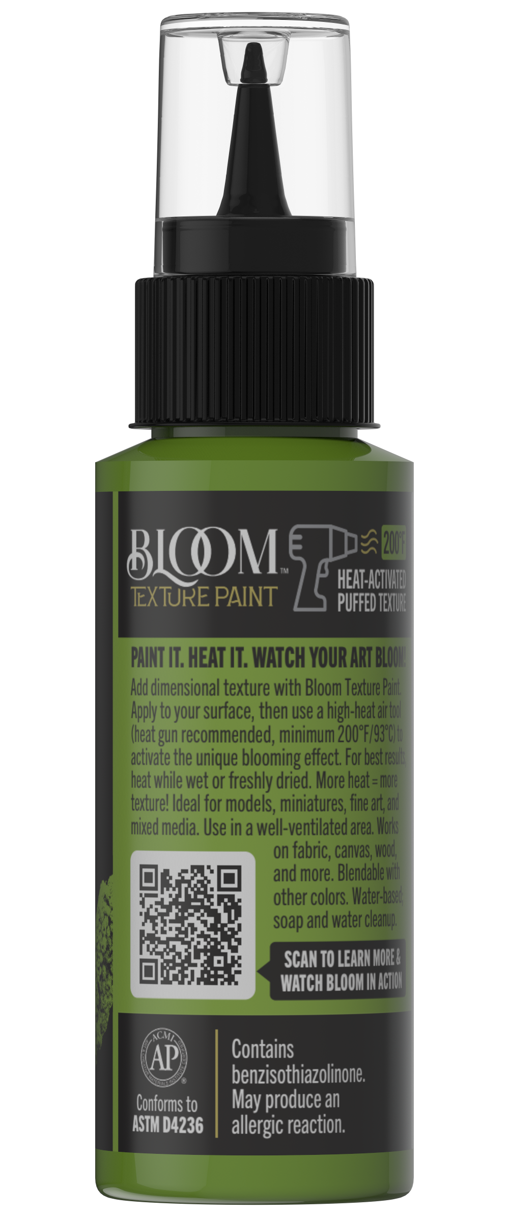 Retique It® Bloom Texture Paint 4-pack in Verdant Pulse, showing textured paint swatches with vibrant green finish.
