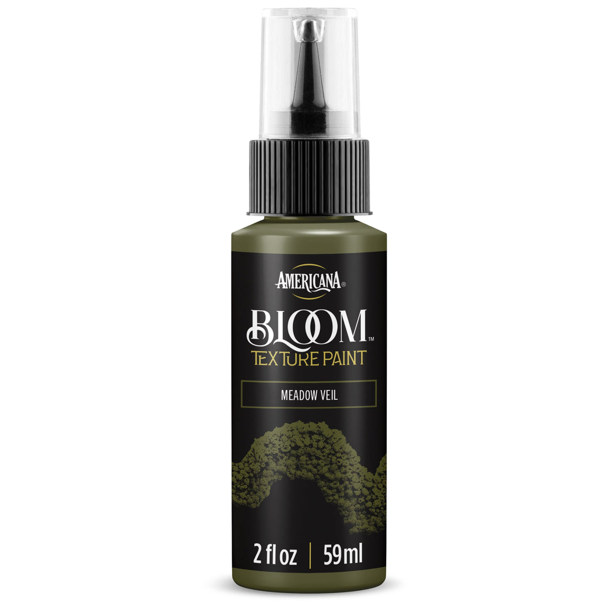 DecoArt Bloom Texture Paint Meadow Veil in a container, showing vibrant, textured paint suitable for artistic crafts and DIY projects.