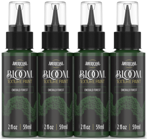 Retique It® Bloom Texture Paint 4-pack in Emerald Forest, showing four containers with textured green paint for decorative walls.