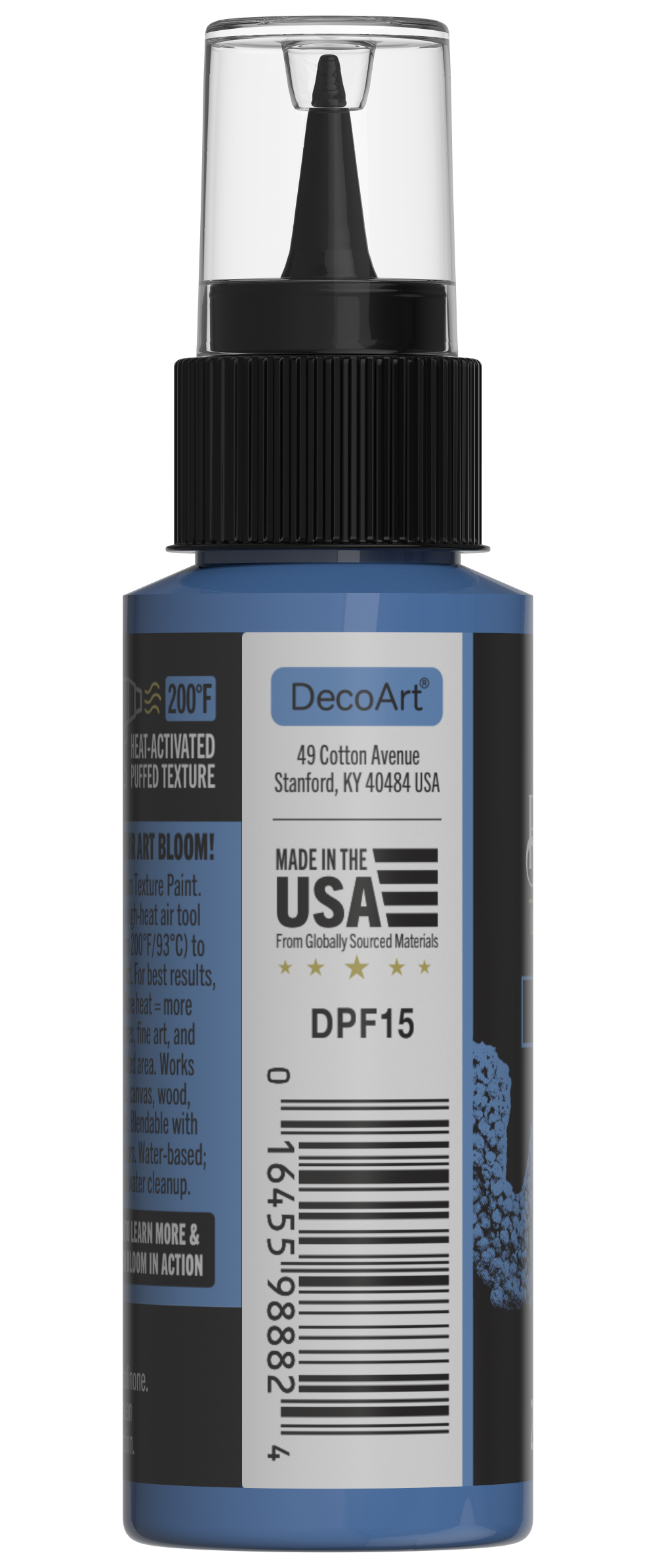 Retique It® Bloom Texture Paint 4-pack in Ultramarine Lift, showcasing textured paint cans and vibrant blue shades.