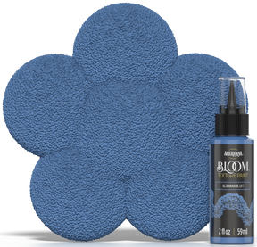 Retique It® Bloom Texture Paint 4pk in Ultramarine Lift, showing vibrant blue textured paint swatches with application details