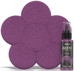 Retique It® Bloom Texture Paint 4-pack in Mystic Plum, showing vibrant textured paint swatches and product packaging.