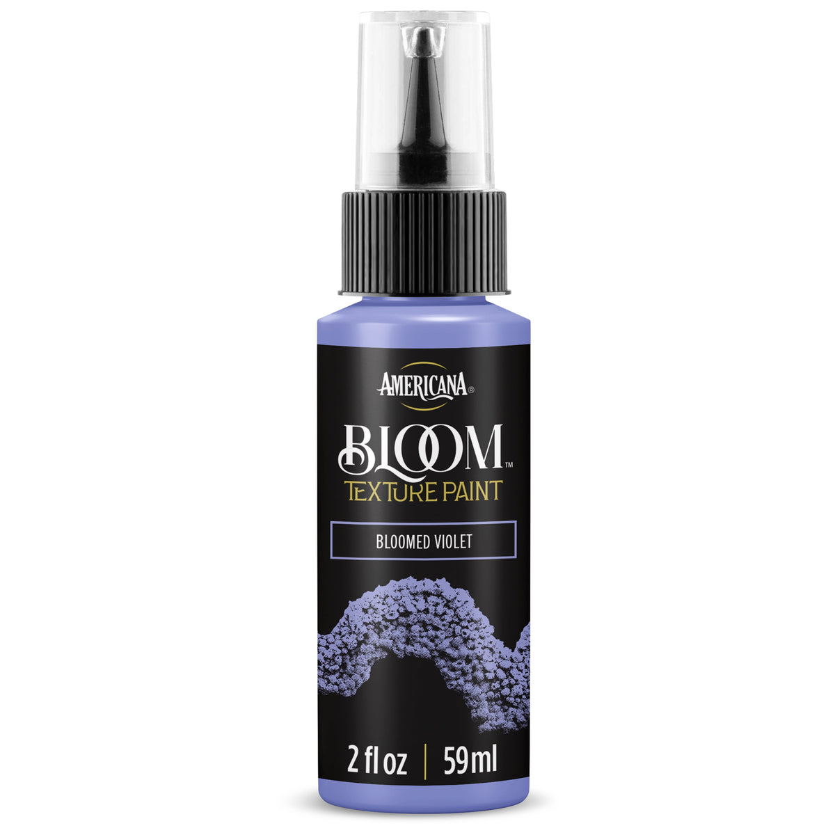 DecoArt Bloom Texture Paint in Bloomed Violet showcasing vibrant, textured purple paint on a surface.