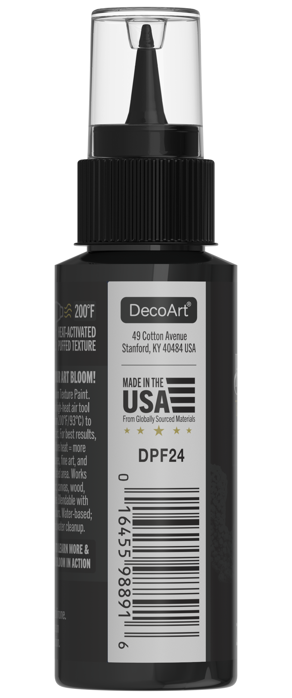 Retique It® Bloom Texture Paint 4-pack in Carbon Void Black, showing textured black paint swatches on a surface.