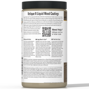 Retique It Liquid Wood Wood'n Stain in Drift Wood, 32 oz bottle, showing the stain and wood grain application.