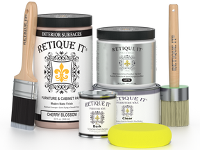 Retique It furniture wax and brush set on a white background