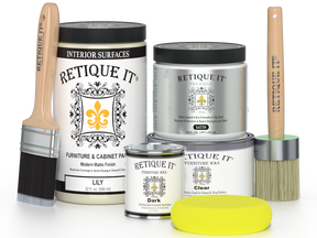 Retique It furniture wax and brush set on a white background